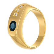 Anello - 18 carati Oro giallo - 0.29ct. tw. Zaffiro - Diamante