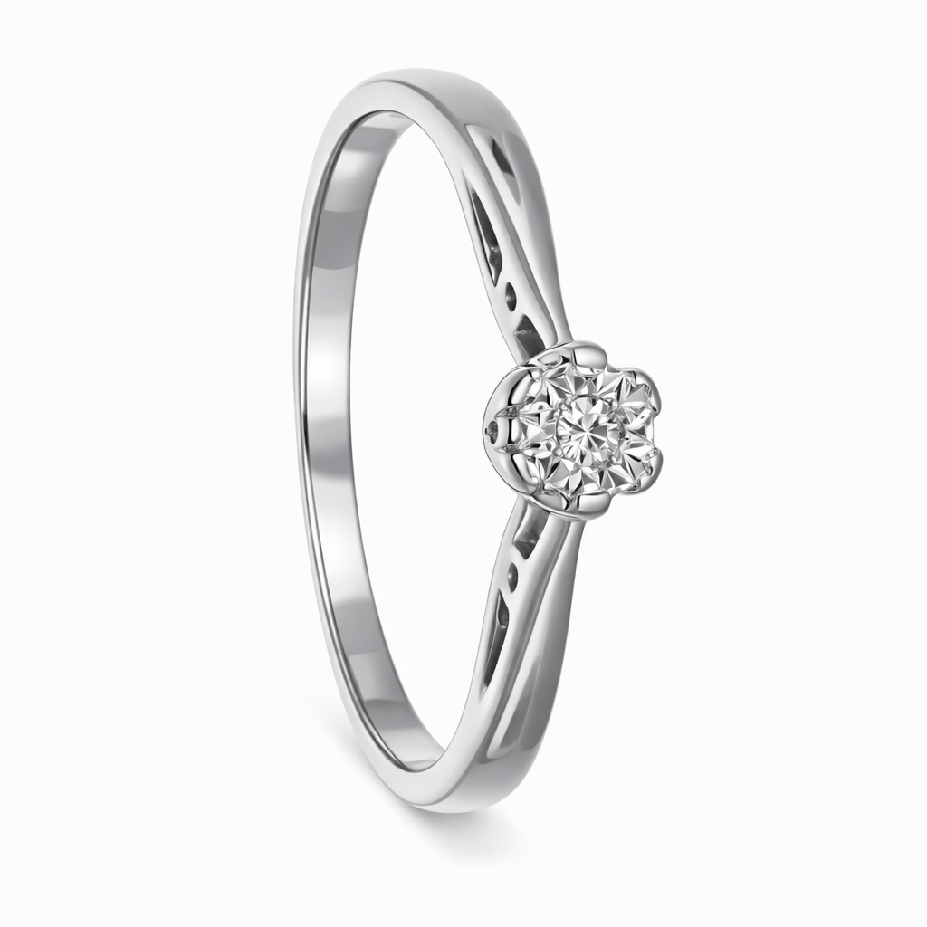 Anello - 18 carati Oro bianco - 0.03ct. tw. Diamante (Naturale)