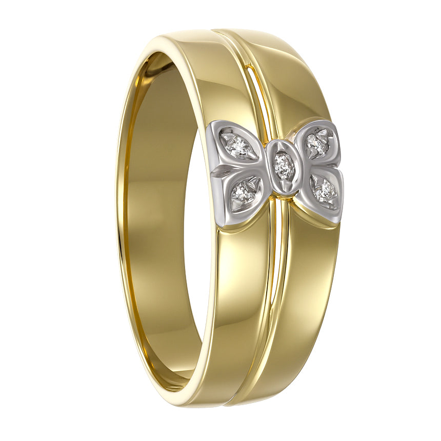 Anello - 18 carati Oro bianco, Oro giallo - 0.05ct. tw. Diamante (Naturale)