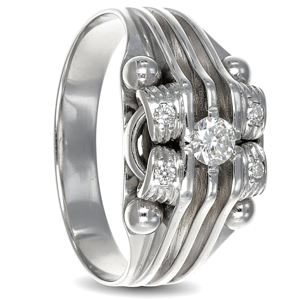 Anello - 18 carati Oro bianco - 0.20ct. tw. Diamante (Naturale)