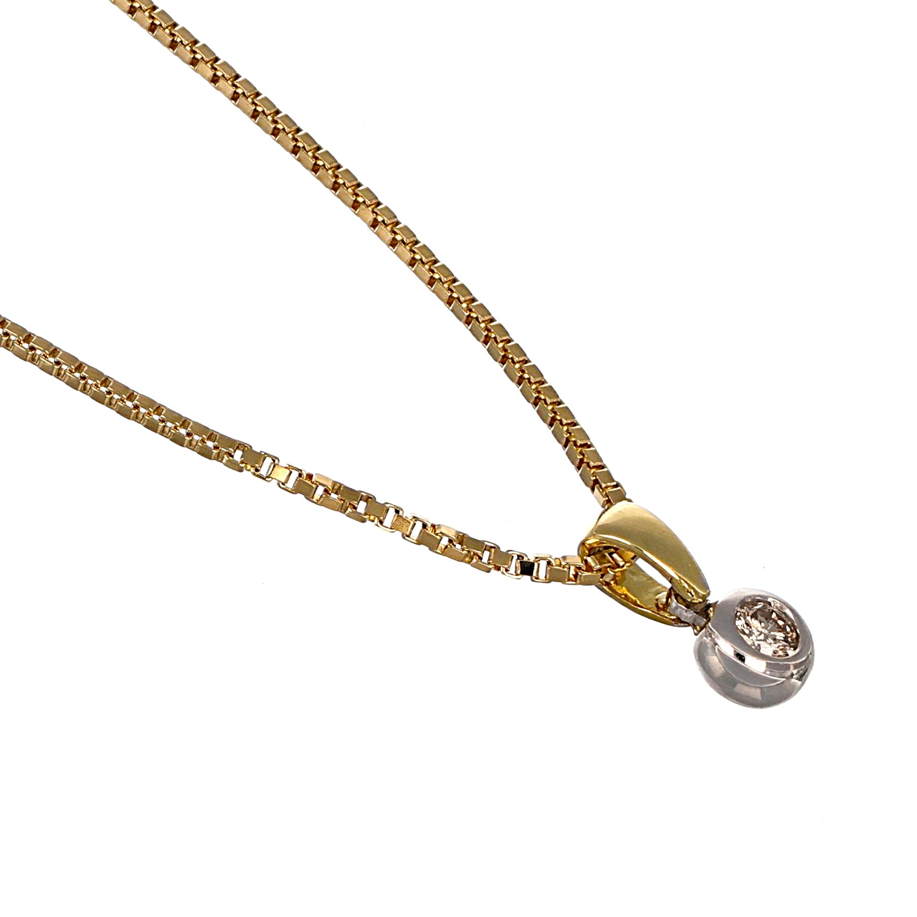 Collana con ciondolo - 18 carati Oro bianco, Oro giallo - 0.12ct. tw. Diamante (Naturale)