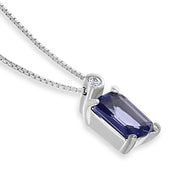 Collana con Ciondolo in Oro Bianco 18 carati con Tanzanite e zircone