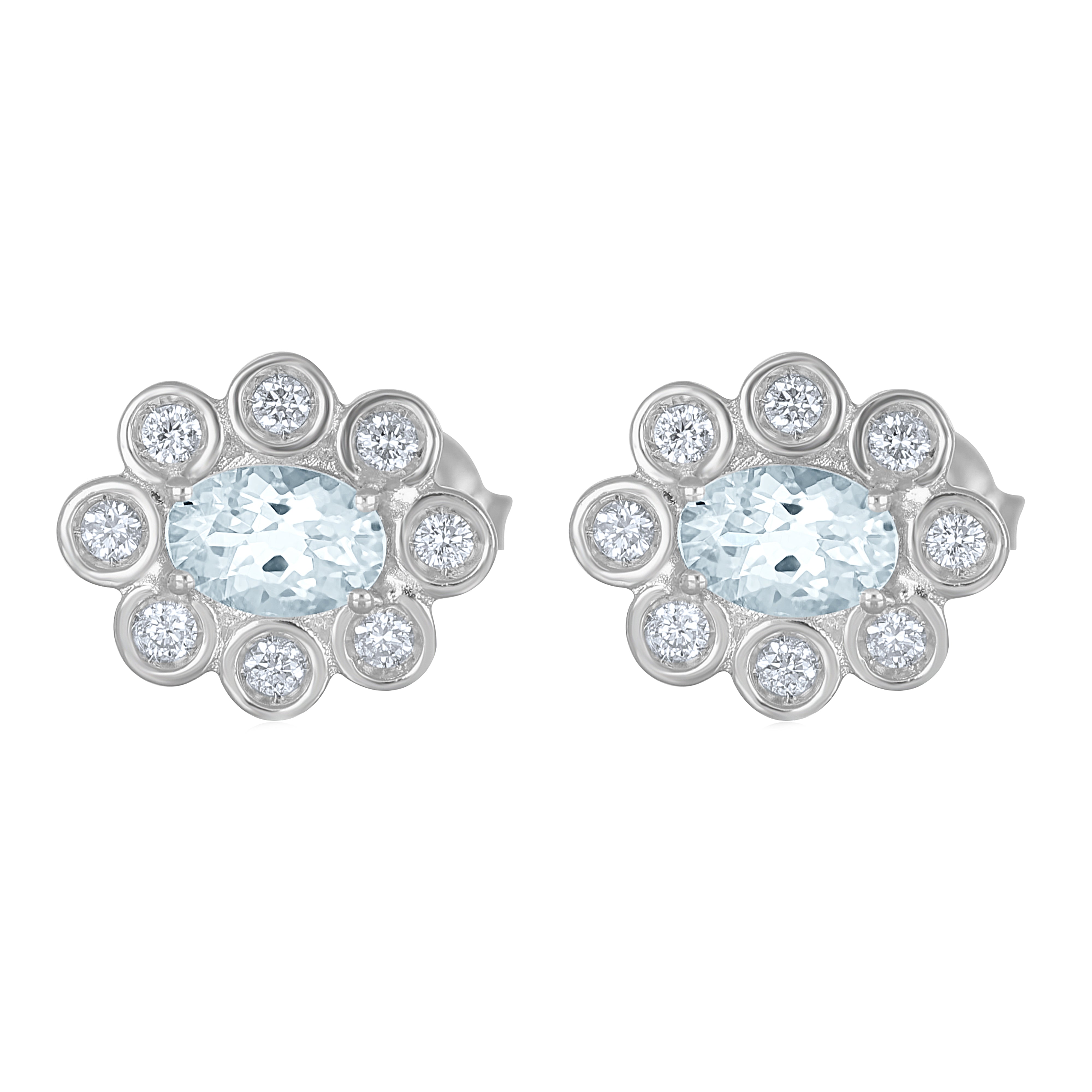 Orecchini - 18 carati Oro bianco - 2.01ct. tw. Acquamarina - Diamante