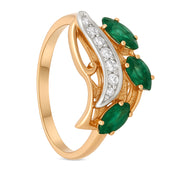 Anello - 14 carati Oro bianco, Oro giallo - 0.61ct. tw. Smeraldo - Diamante