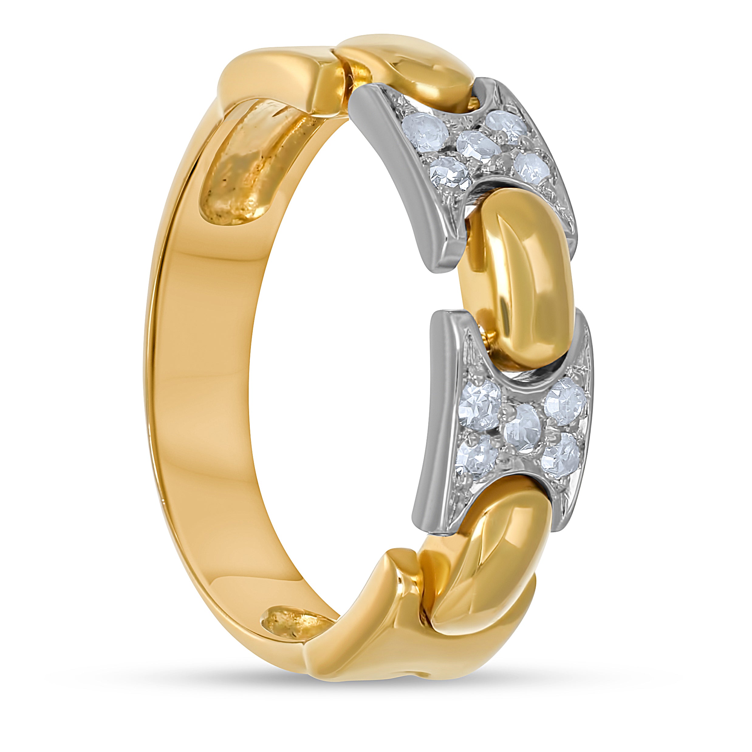 Anello - Oro bianco 18 kt., Oro giallo - 0,15 ct. tw. Diamante (naturale)