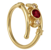 Anello - 18 carati Oro giallo - 0.33ct. tw. Rubino - Diamante