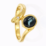 Anello - 18 carati Oro giallo - 1.02ct. tw. Zaffiro - Diamante