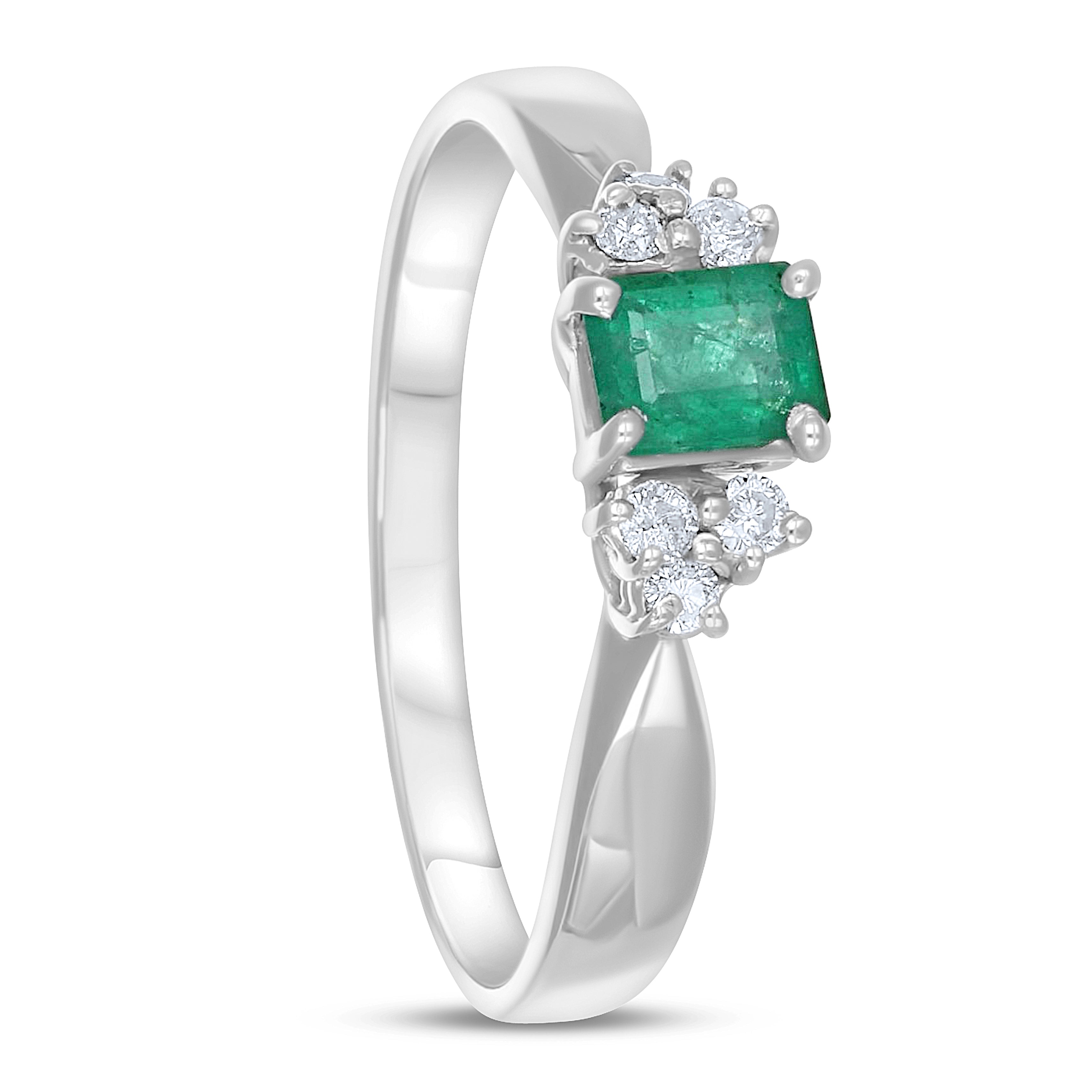 Anello - 18 carati Oro bianco - 0.51ct. tw. Smeraldo - Diamante