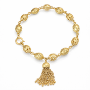 Bracciale unisex in oro giallo 18 carati con elementi ovali lavorati