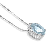 Collana con ciondolo - 18 carati Oro bianco - 0.92ct. tw. Acquamarina - Diamante