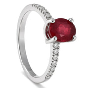 Anello - 18 carati Oro bianco - 1.28ct. tw. Rubino - Diamante