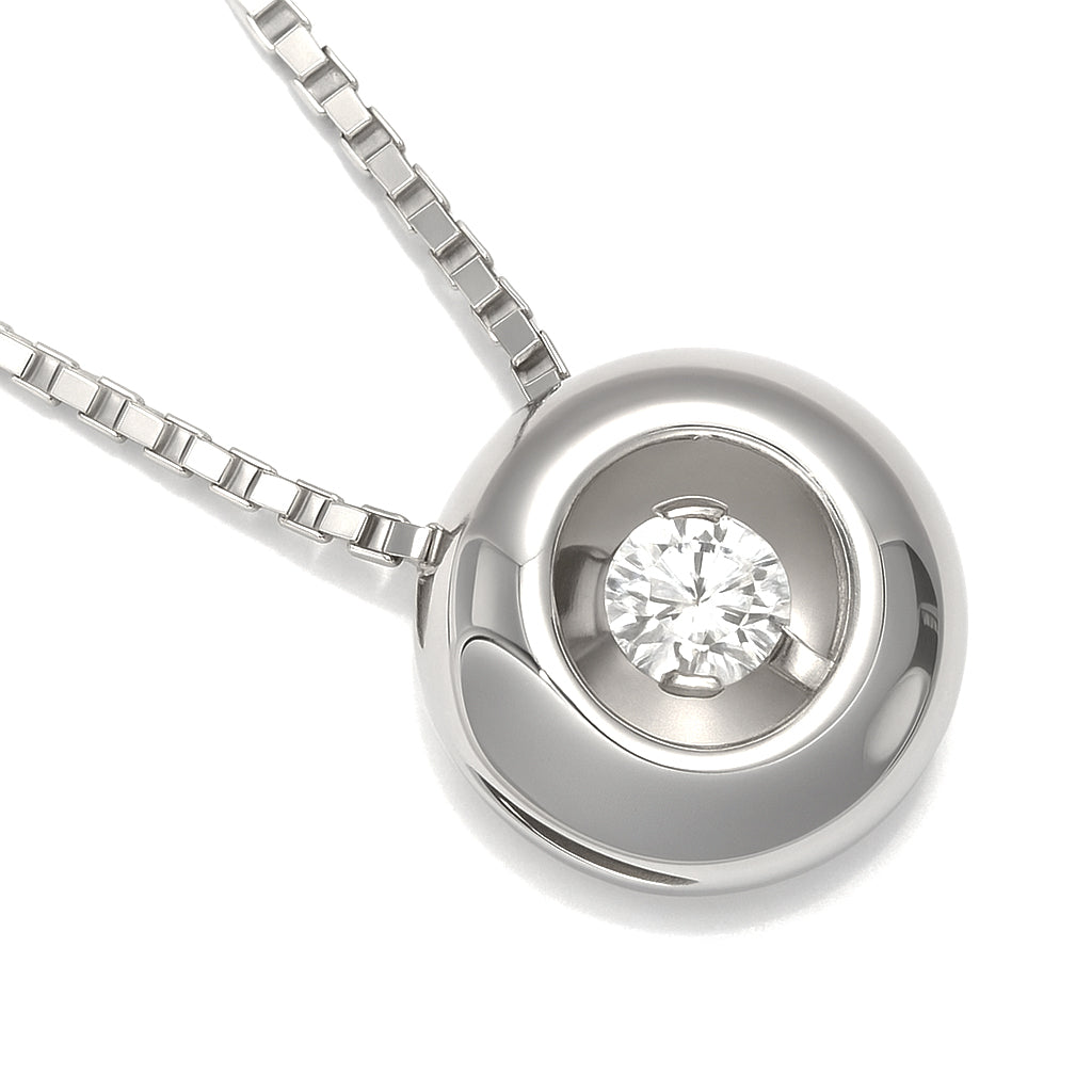 Collana con ciondolo - 18 carati Oro bianco - 0.04ct. tw. Diamante (Naturale)