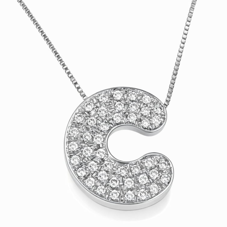 Collana con ciondolo - 18 carati Oro bianco - 0.44ct. tw. Diamante (Naturale) - Made in Italy - Handmade