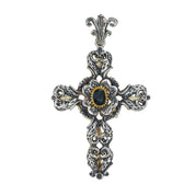 Ciondolo in Oro giallo 14 carati e Argento 800 -Zaffiro