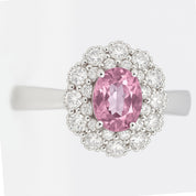 Anello - 18 carati Oro bianco - 0.77ct. tw. Diamante (Naturale) - Tormalina