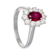 Anello - 18 carati Oro bianco - 1.60ct. tw. Rubino - Diamante