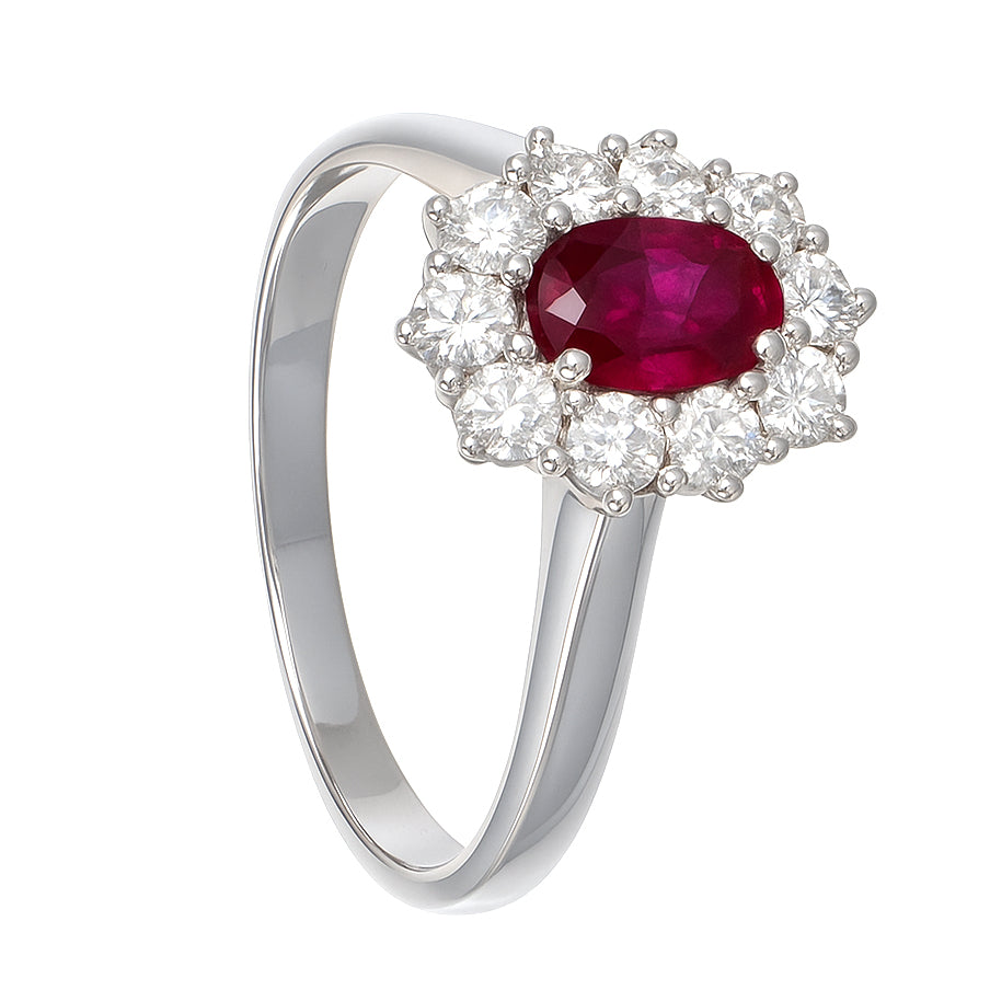 Anello - 18 carati Oro bianco - 1.60ct. tw. Rubino - Diamante