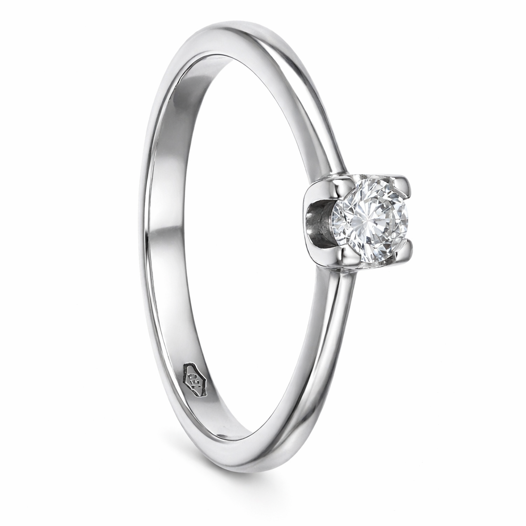 Anello - 18 carati Oro bianco - 0.20ct. tw. Diamante (Naturale)