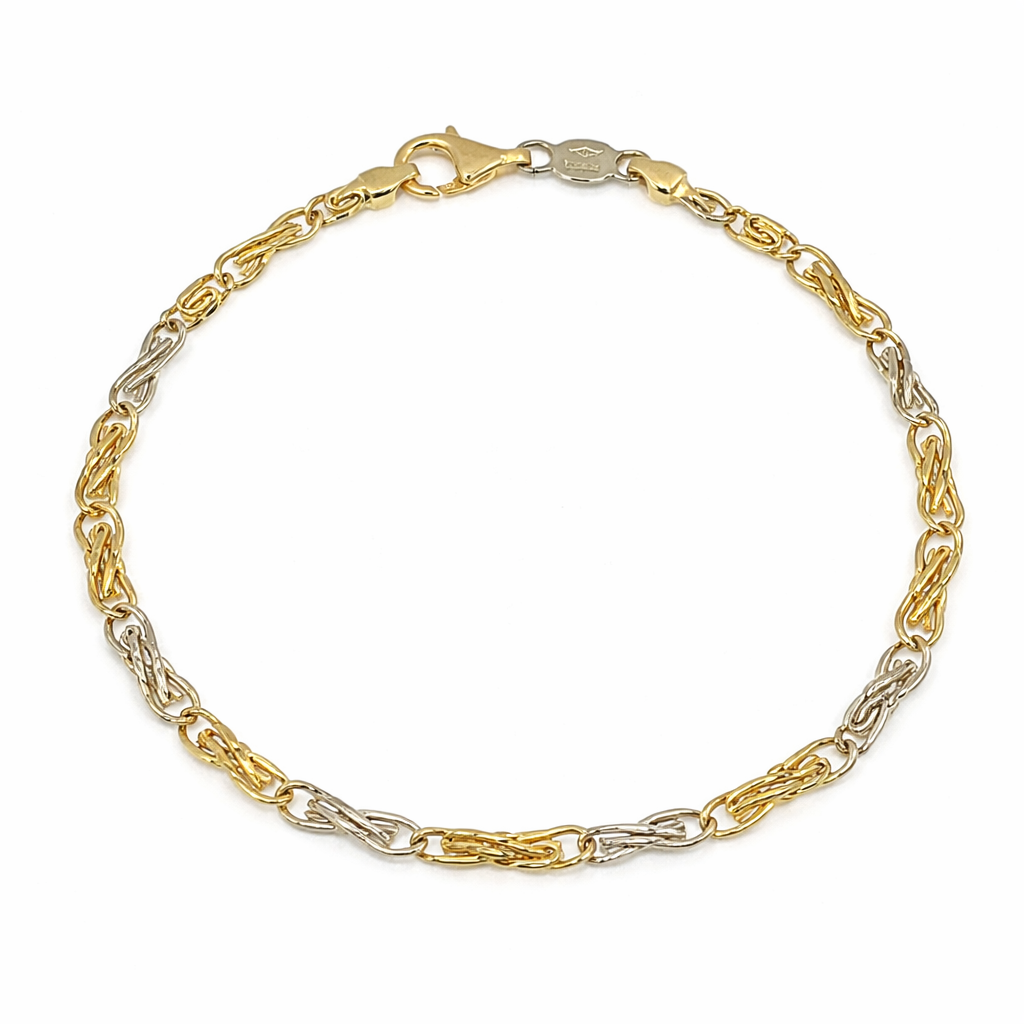 Bracciale da donna in oro giallo e oro bianco 18 carati