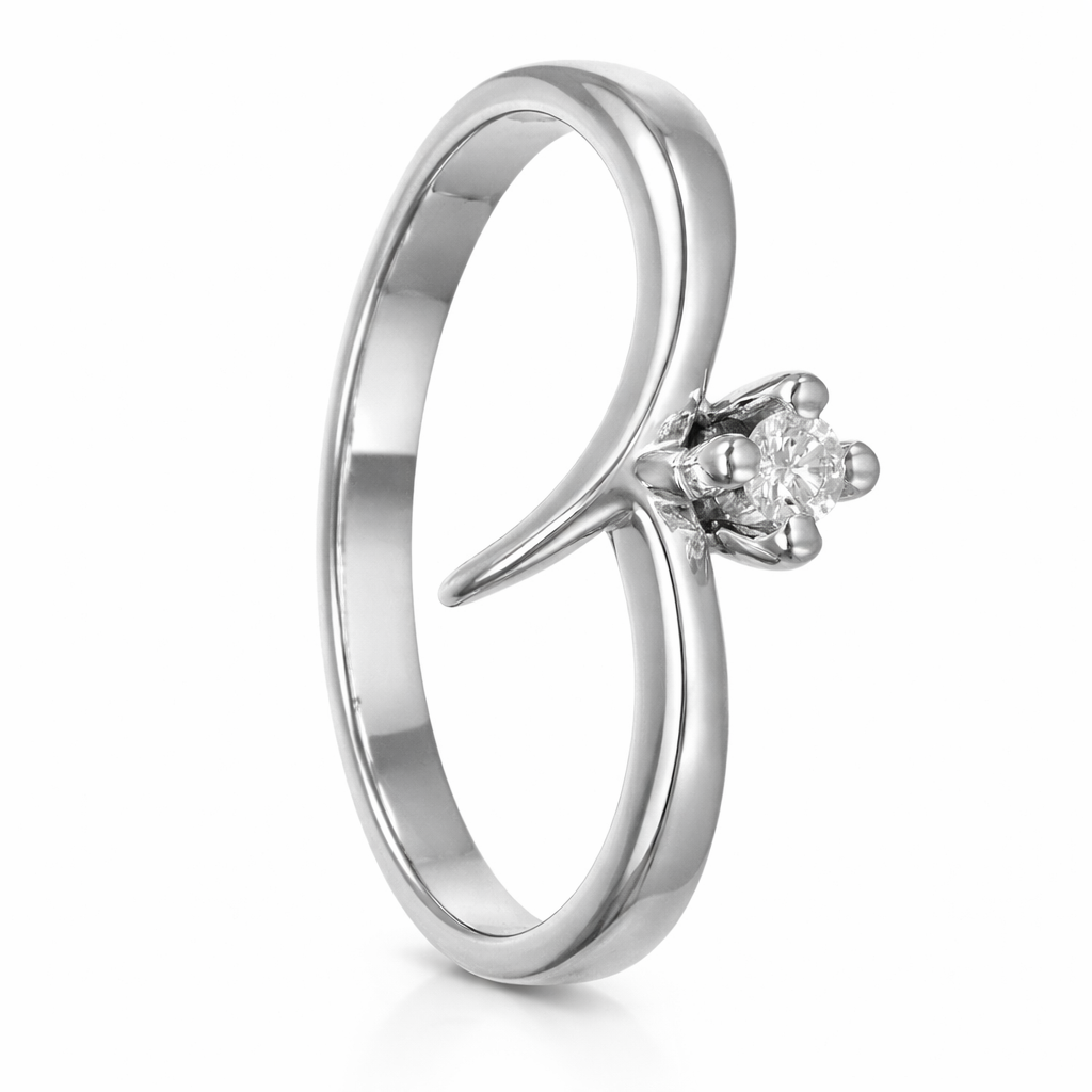 Anello - 18 carati Oro bianco - 0.04ct. tw. Diamante (Naturale)