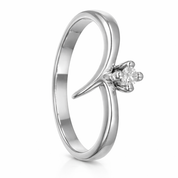 Anello - 18 carati Oro bianco - 0.04ct. tw. Diamante (Naturale)