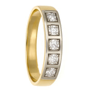 Anello - 18 carati Oro bianco, Oro giallo - 0.08ct. tw. Diamante (Naturale)