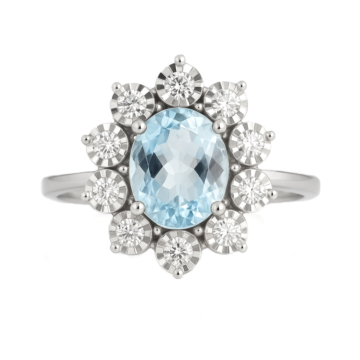 Anello - 18 carati Oro bianco - 1.95ct. tw. Acquamarina - Diamante