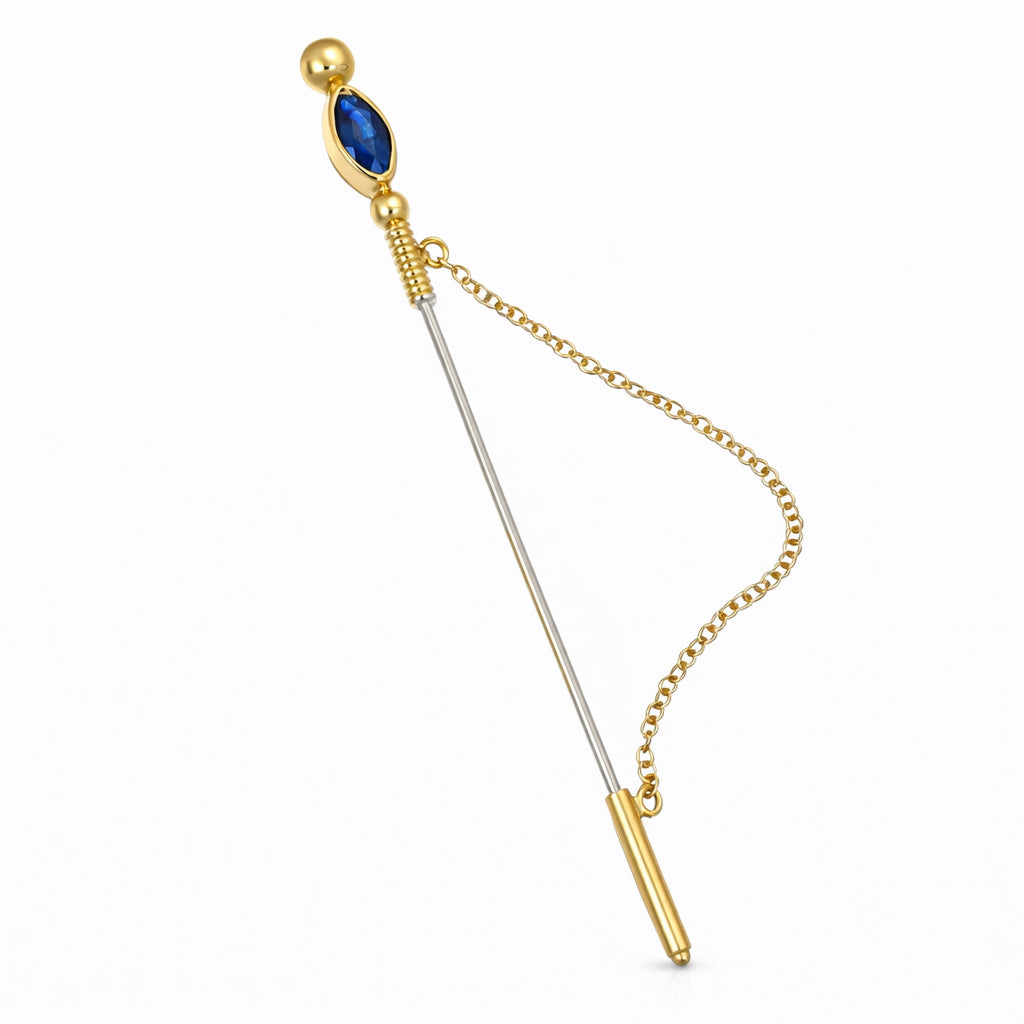 Spilla - 18 carati Oro giallo - 0.20ct. tw. Zaffiro