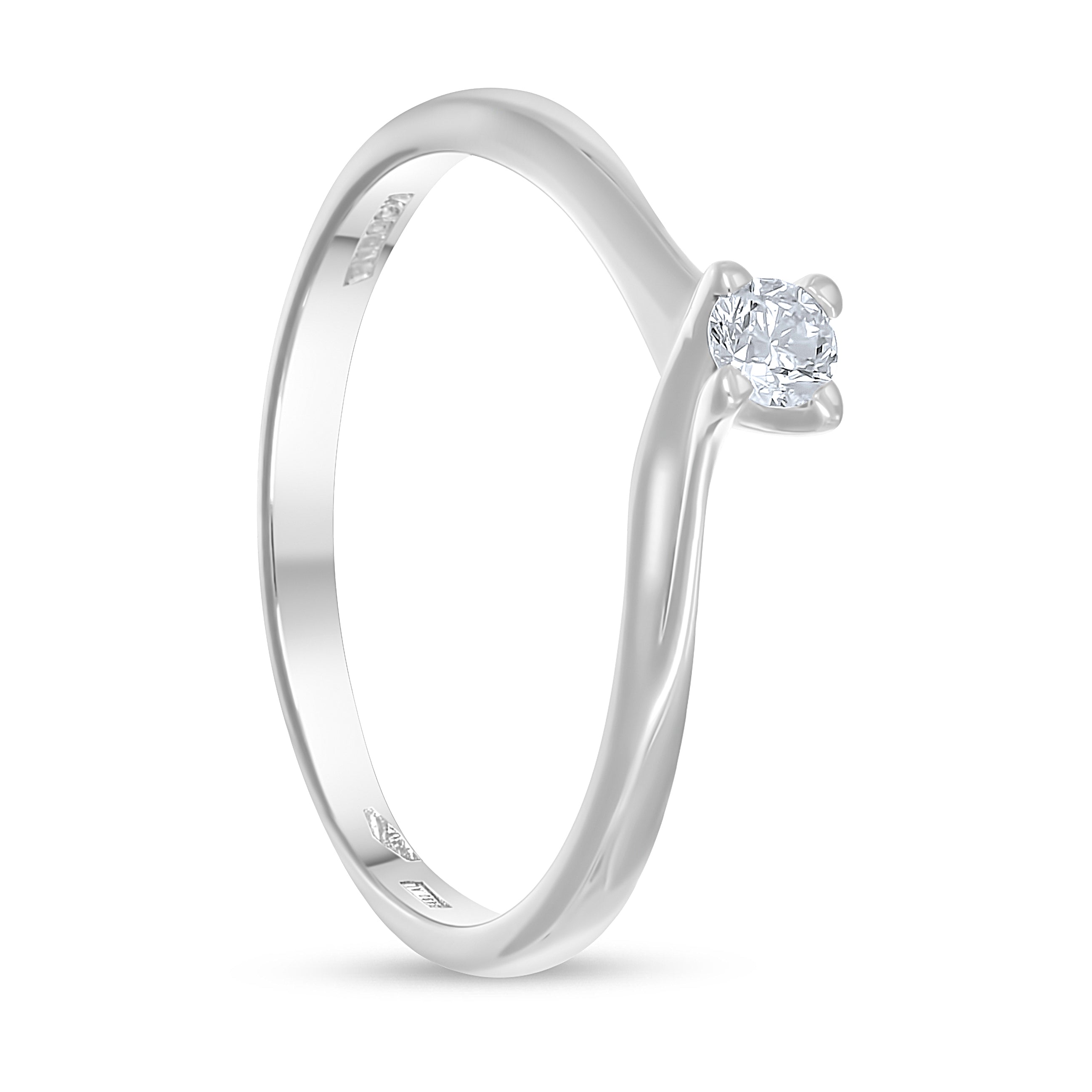 Anello - 18 carati Oro bianco - 0.09ct. tw. Diamante (Naturale)