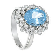 Anello - 18 carati Oro bianco - 3.75ct. tw. Topazio - Diamante