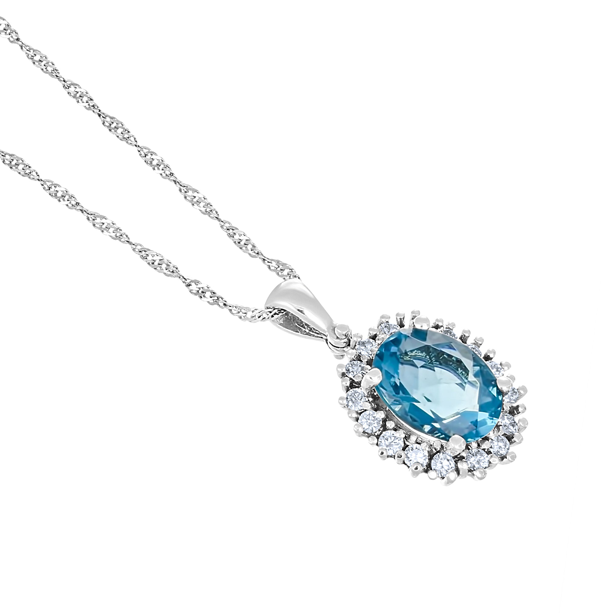 Collana con ciondolo - 18 carati Oro bianco - 2.56ct. tw. Topazio - Diamante