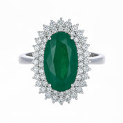 Anello - 18 carati Oro bianco - 4.15ct. tw. Smeraldo - Diamante