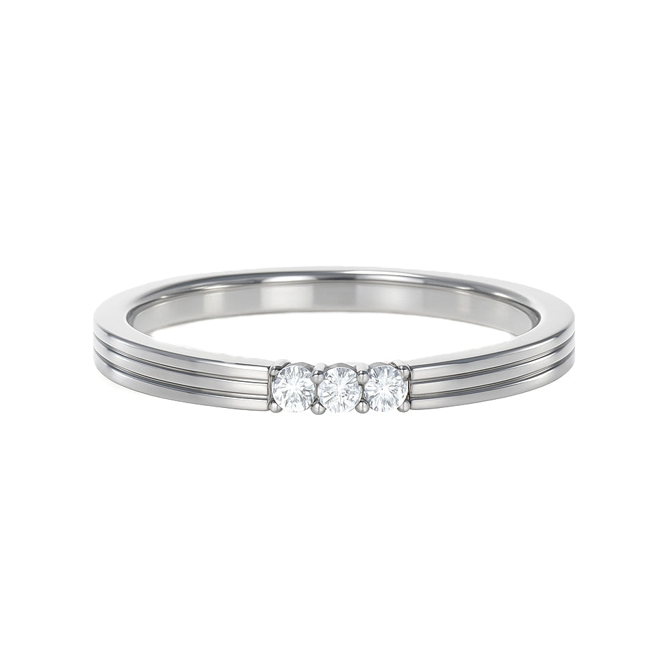 Anello - 18 carati Oro bianco - 0.08ct. tw. Diamante (Naturale)