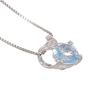 Collana con ciondolo - 18 carati Oro bianco - 0.78ct. tw. Acquamarina - Diamante