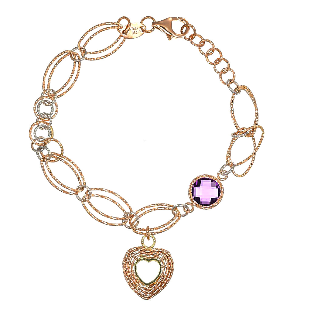 Bracciale - 18 carati Oro bianco, Oro rosa - 1.25ct. tw. Ametista