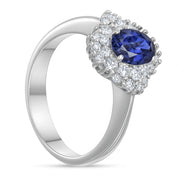 Anello - 18 carati Oro bianco - 1.71ct. tw. Zaffiro - Diamante