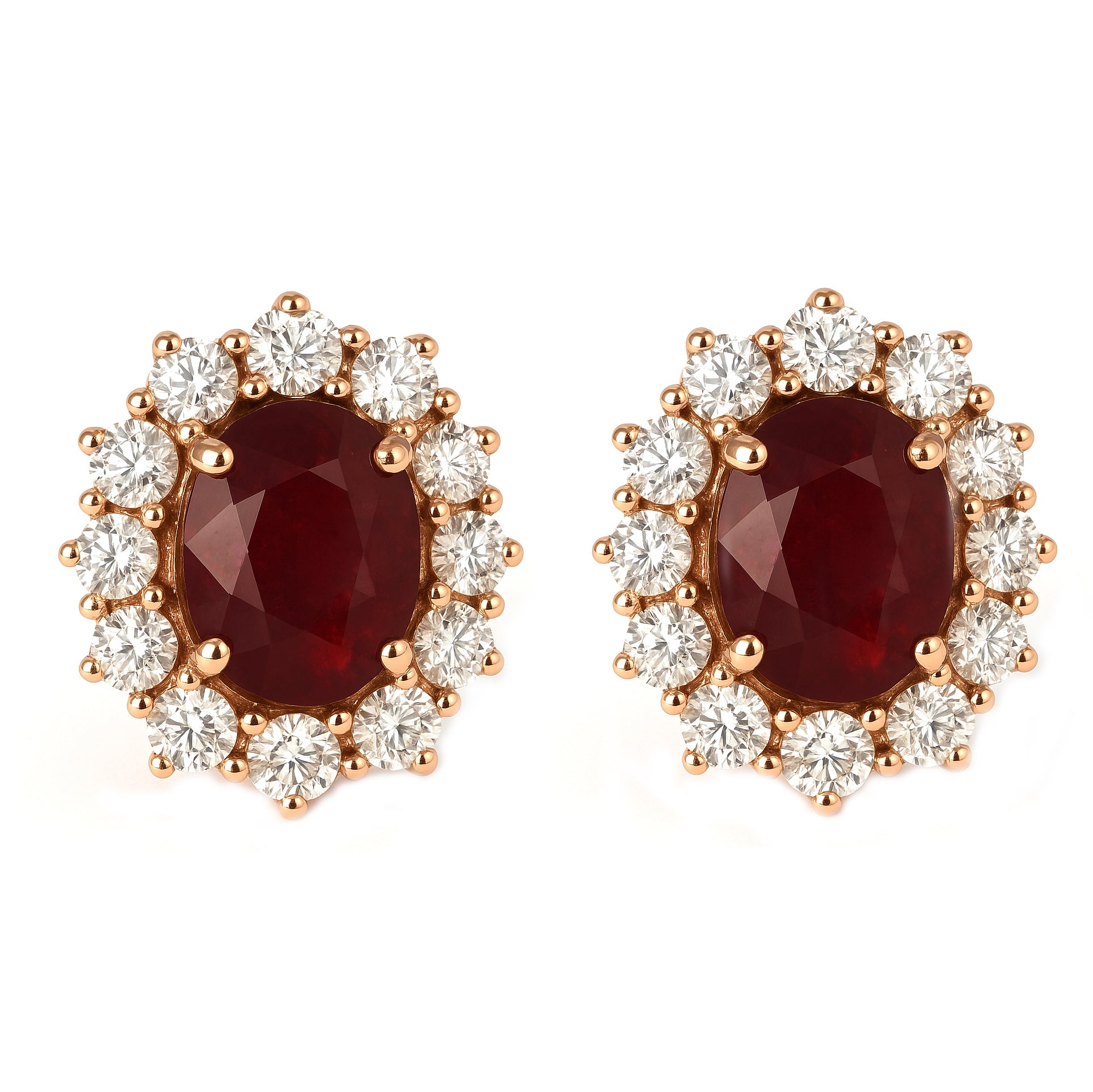 Orecchini - 18 carati Oro rosa - 3.10ct. tw. Rubino - Diamante