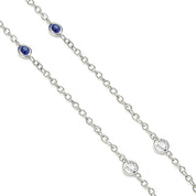 Collana con ciondolo - 18 carati Oro bianco - 0.60ct. tw. Zaffiro - Diamante