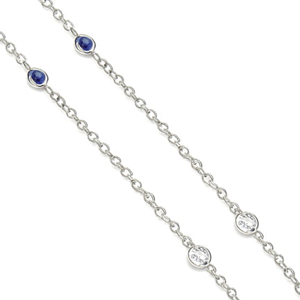 Collana con ciondolo - 18 carati Oro bianco - 0.60ct. tw. Zaffiro - Diamante