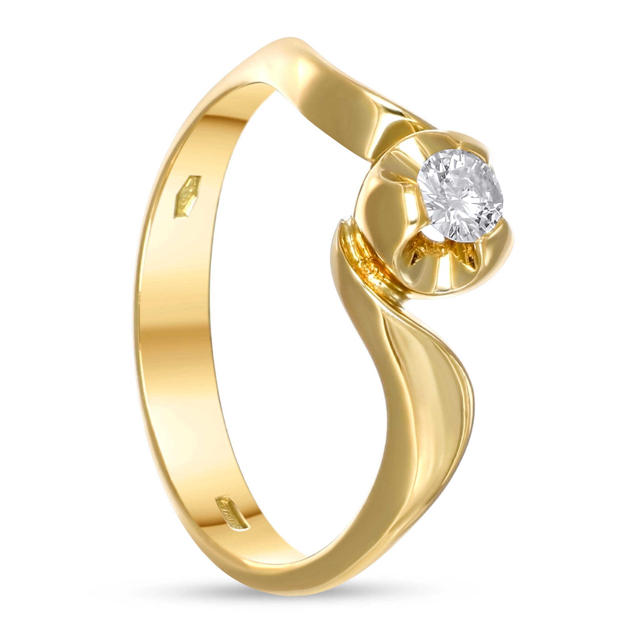 Anello - 18 carati Oro giallo - 0,14 ct. due. Diamante (Naturale)