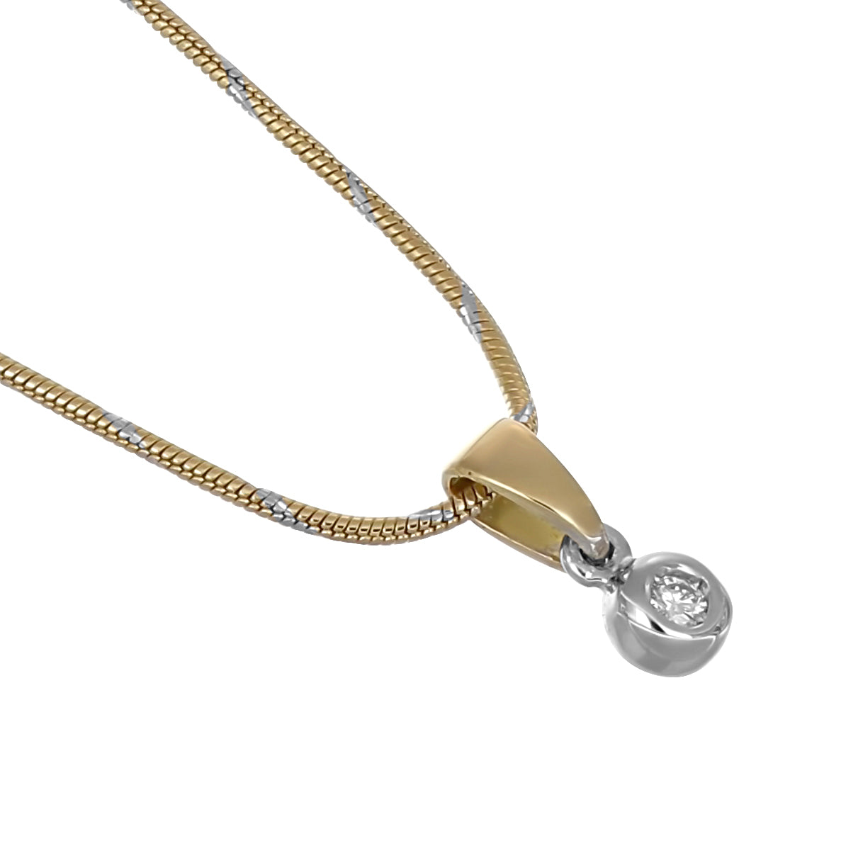 Collana con ciondolo - 18 carati Oro giallo, Oro bianco - 0.05ct. tw. Diamante (Naturale)