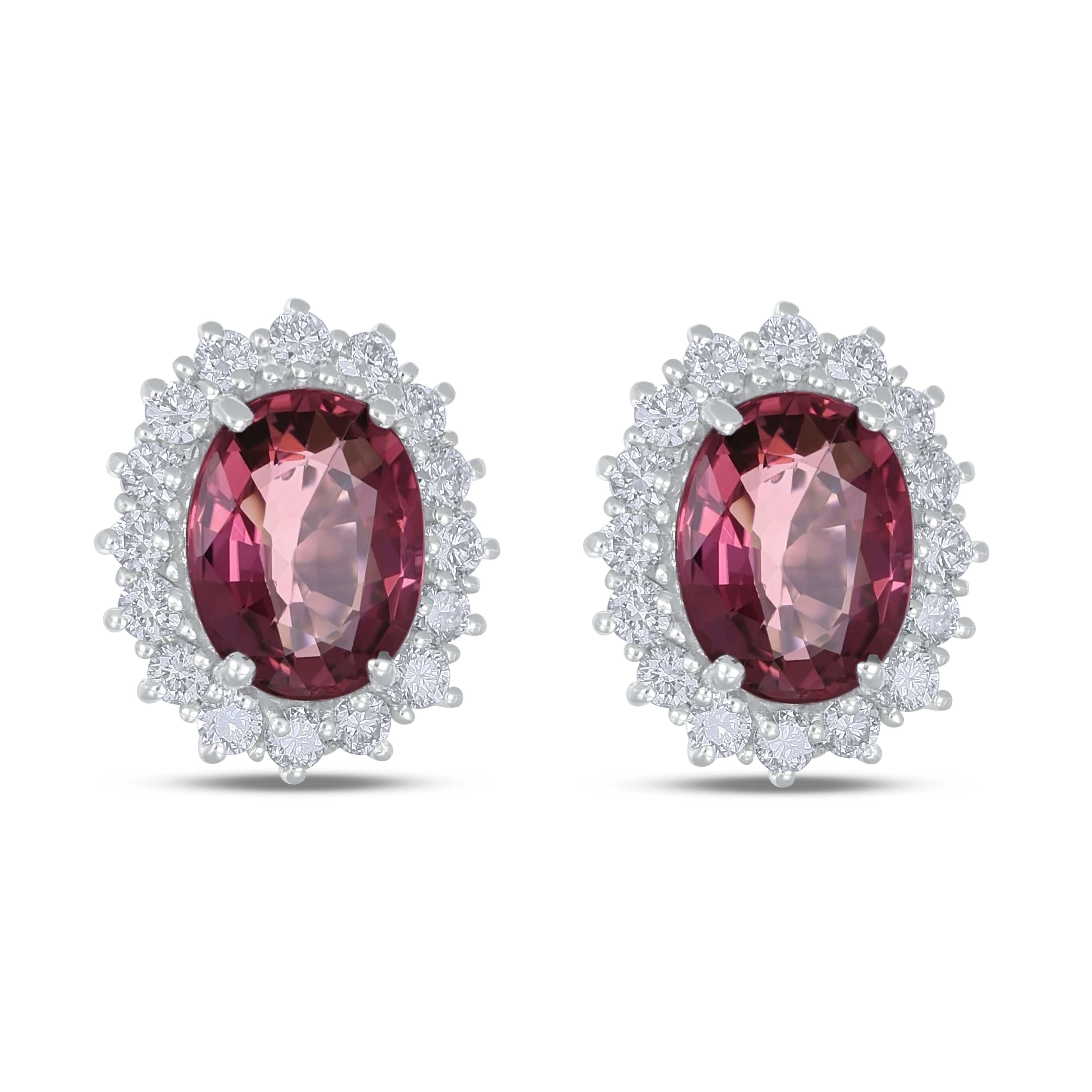 Orecchini - 18 carati Oro bianco - 4.61ct. tw. Tormalina - Diamante