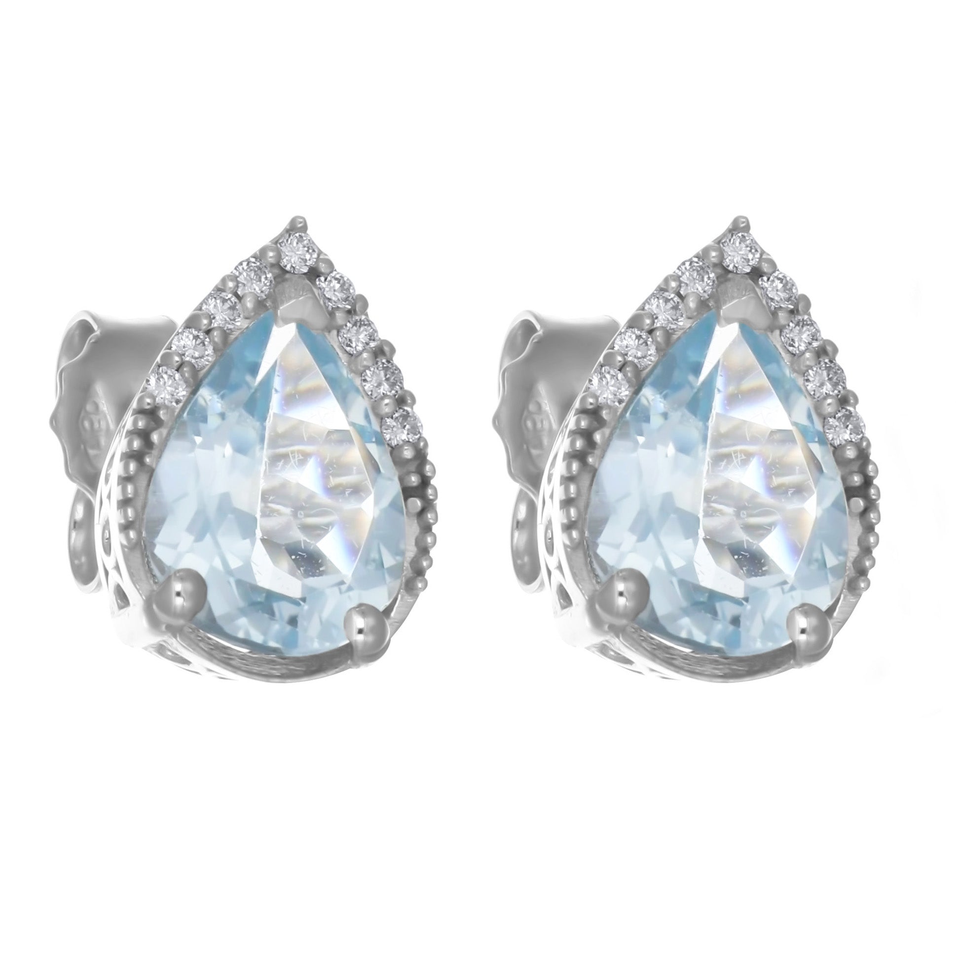 Orecchini - 18 carati Oro bianco - 2.85ct. tw. Acquamarina - Diamante