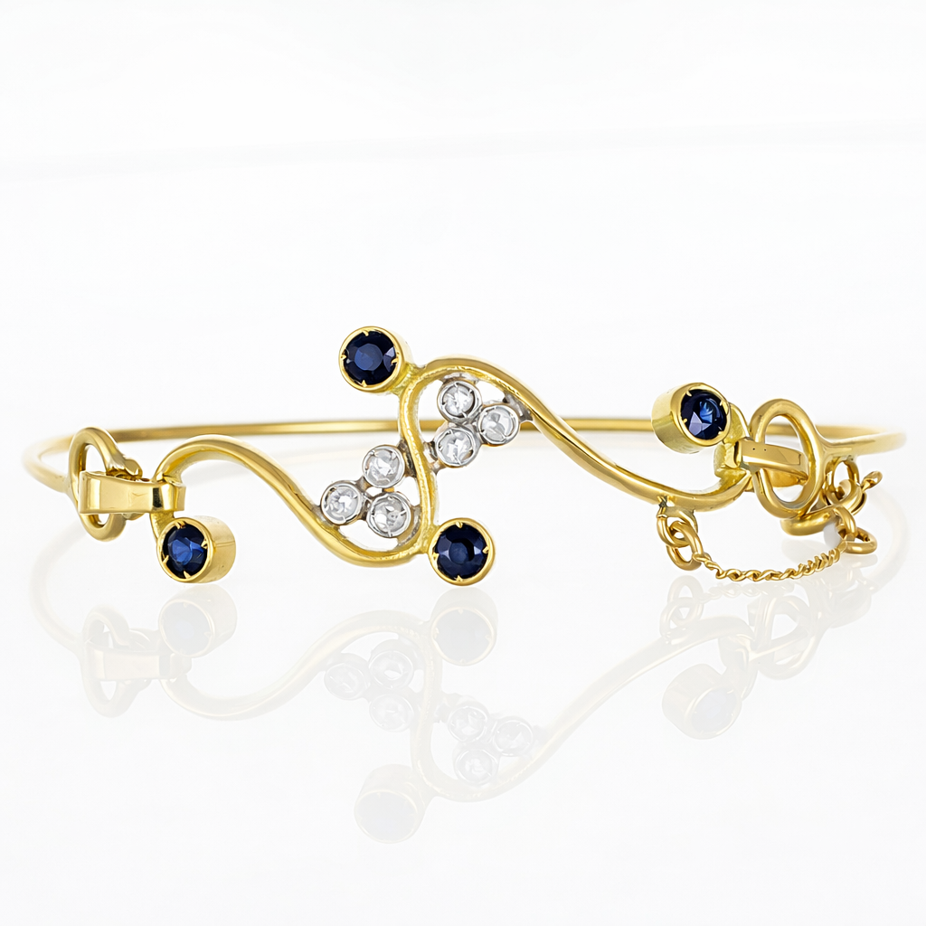 Bracciale - 18 carati Oro giallo, Oro bianco - 0.63ct. tw. Zaffiro - Diamante