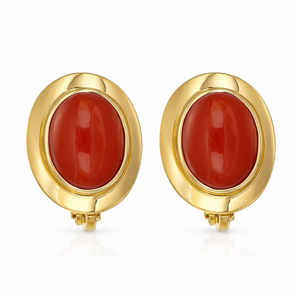 Orecchini - 18 carati Oro giallo Corallo