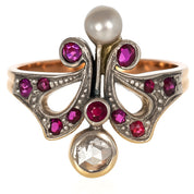 Anello - 18 carati Argento, Oro giallo - 0.45ct. tw. Rubino - Diamante