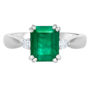 Anello - 18 carati Oro bianco - 2.30ct. tw. Smeraldo - Diamante