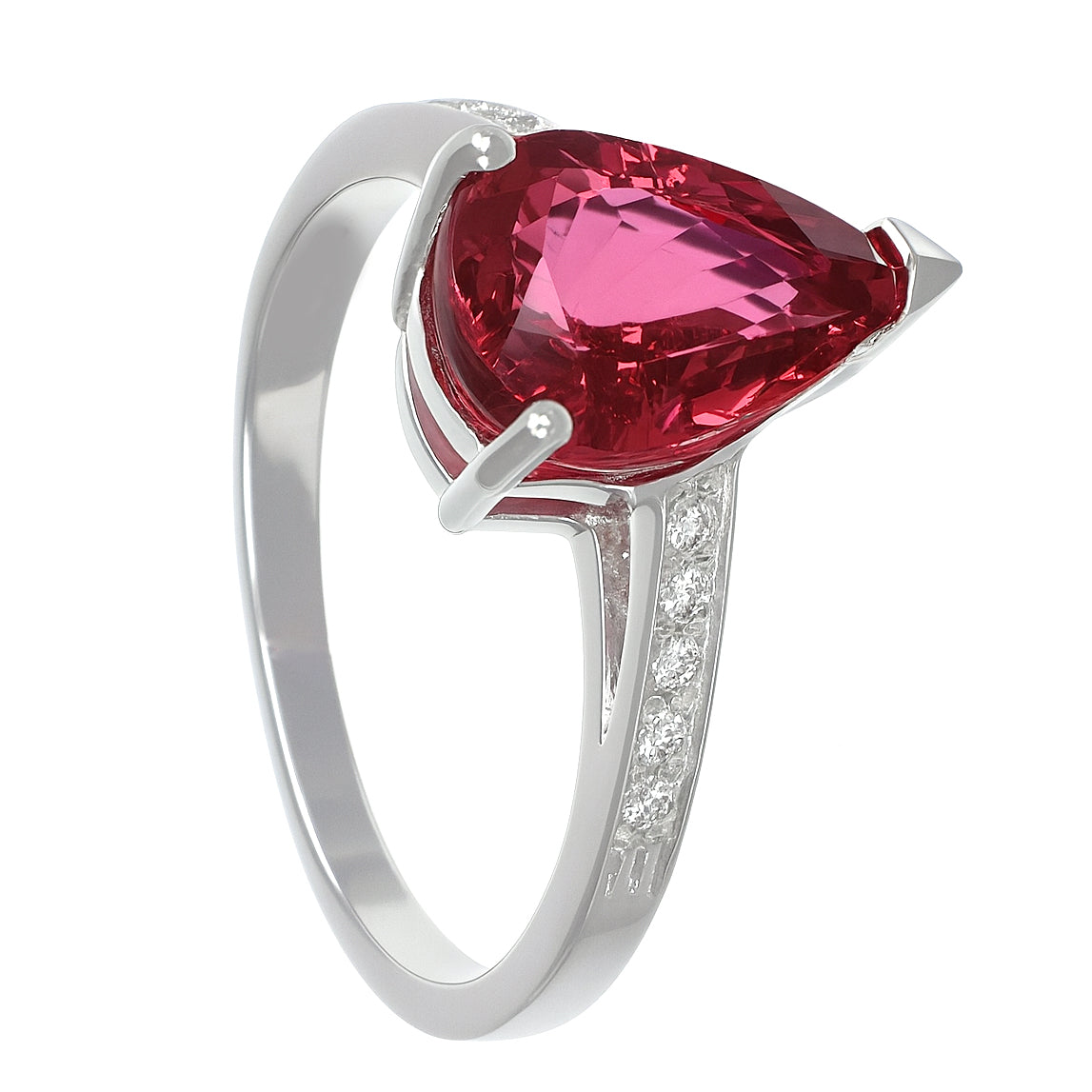 Anello - 18 carati Oro bianco - 2.68ct. tw. Tormalina - Diamante