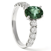 Anello - 18 carati Oro bianco - 0.75ct. tw. Diamante (Naturale) - Tormalina