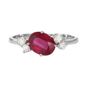 Anello - 18 carati Oro bianco - 1.50ct. tw. Rubino - Diamante